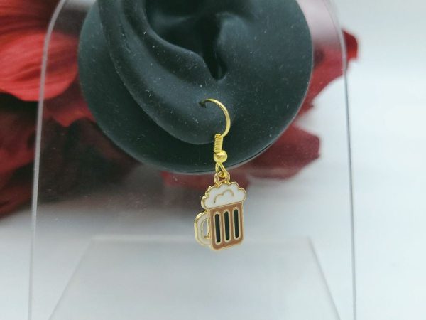 Bierkrug Ohrringe goldfarben